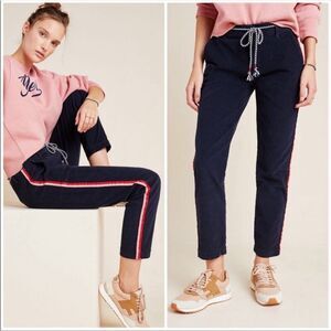 SUNDRY | NEW Le Soleil Navy Blue Corduroy Pants w/ Stripe Women’s Size 26 (2)
